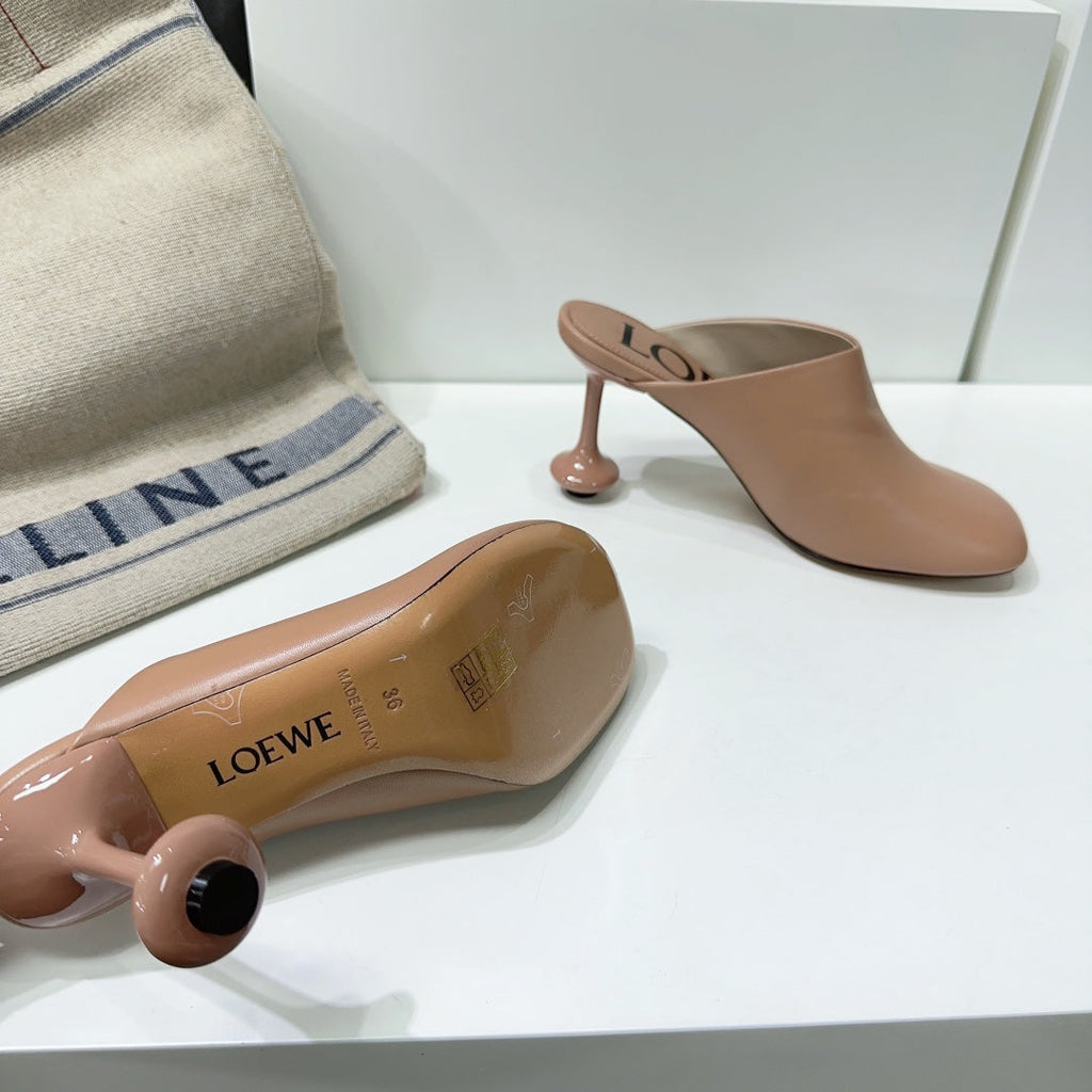 LW TOY MULE 95 TAN CALFSKIN