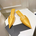 PRADA POINTED-TOE MULES YELLOW SATIN