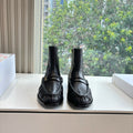 YSL 25S ANKLE FLAT BOOTS IN BLACK LAMBSKIN WITH SIDE ZIPPER
