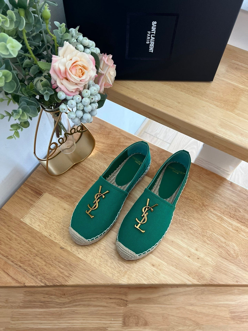 SL YVES LOGO SLIP ON DARK GREEN CANVAS