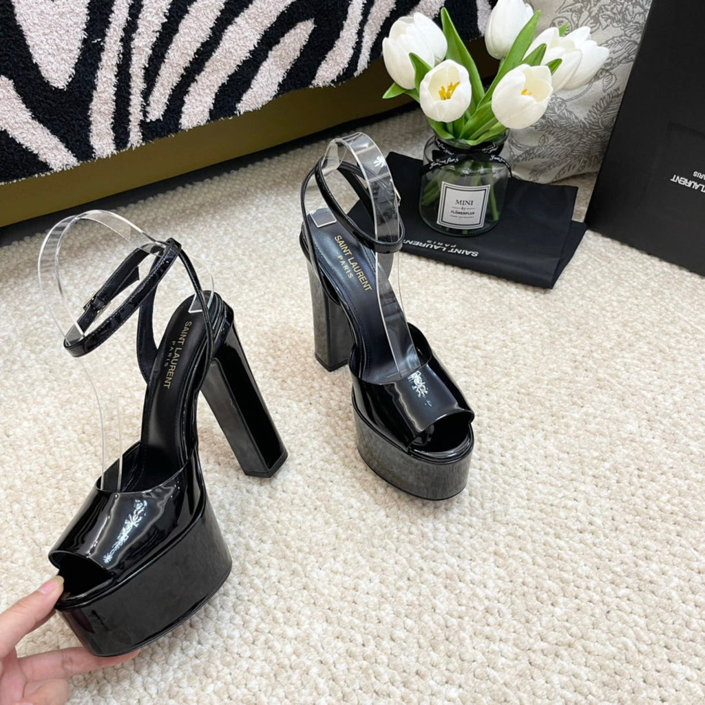 SL JODIE PLATFORM SANDALS BLACK POLISHED CALFSKIN