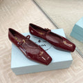 PRADA MARY JANE FLATS SQUARE TOE IN BURGUNDY RED PATENT SHEEPSKIN