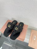 Flip-Flops Black Color Leather Stylized