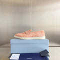 PRADA Pra Pink Suede Leather Loafers 25mm Rubber Sole