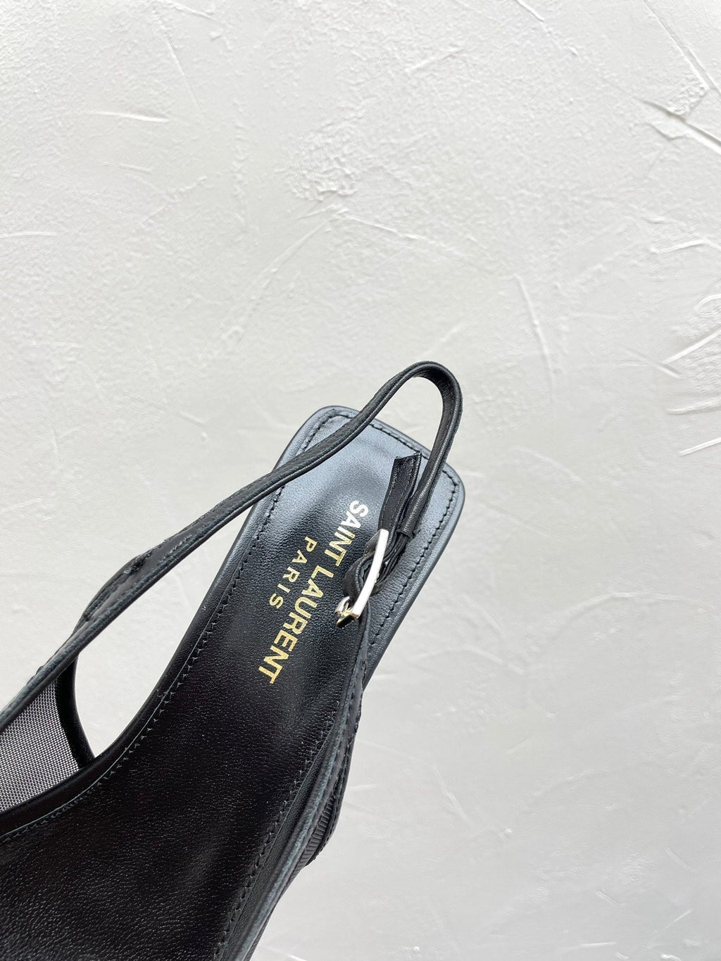 OXALIS SLINGBACK PUMPS 30 IN MESH BLACK LEATHER