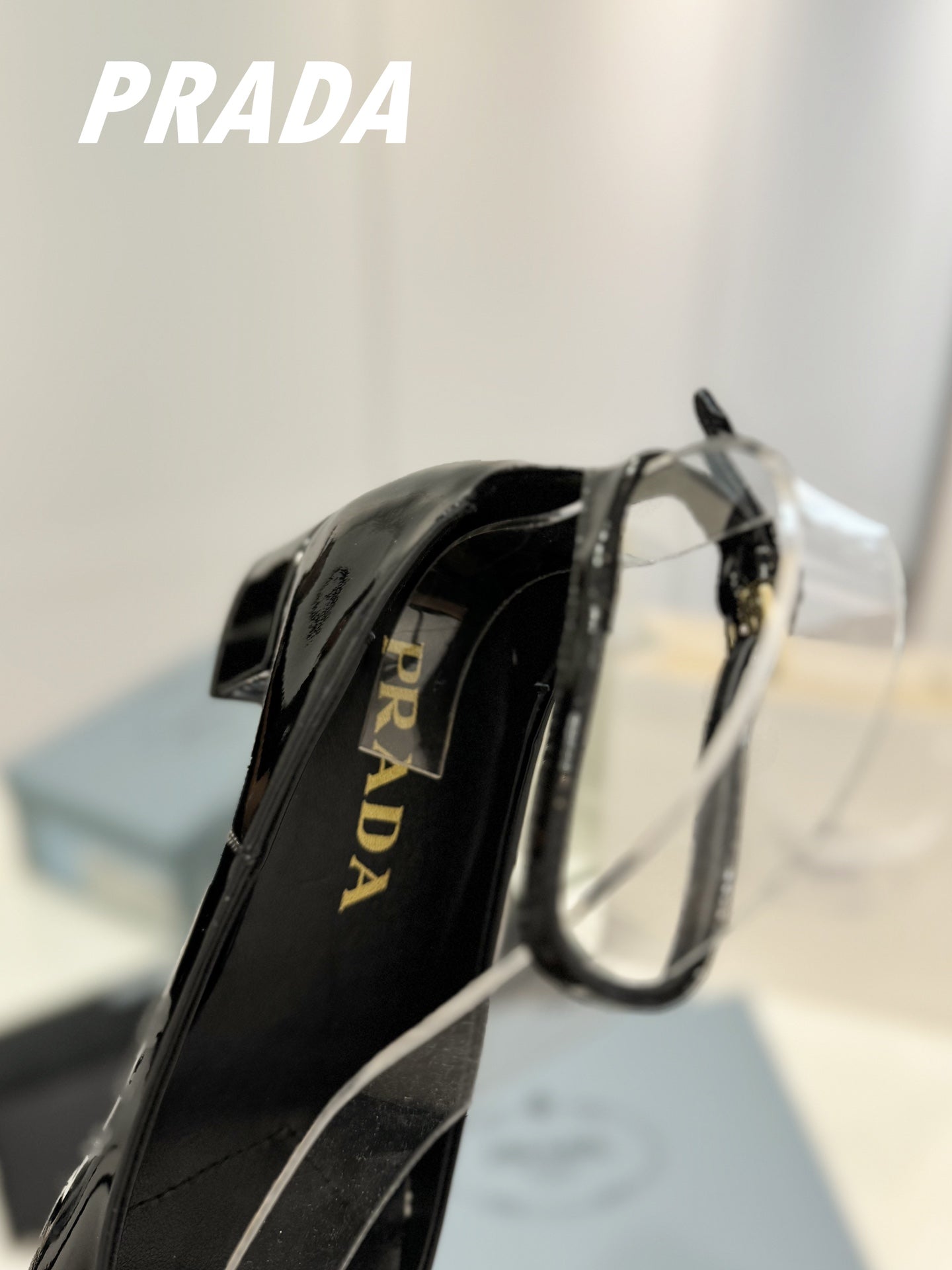 PRADA NAPPA MARY JANE PUMPS GLOSSY BLACK LAMBSKIN