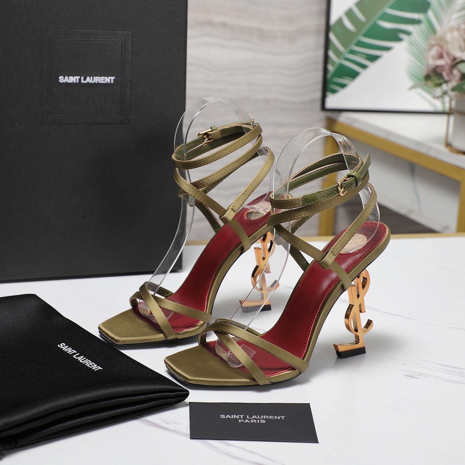 OPYUM SANDALS IN CUBA GOLD SATIN CREPE