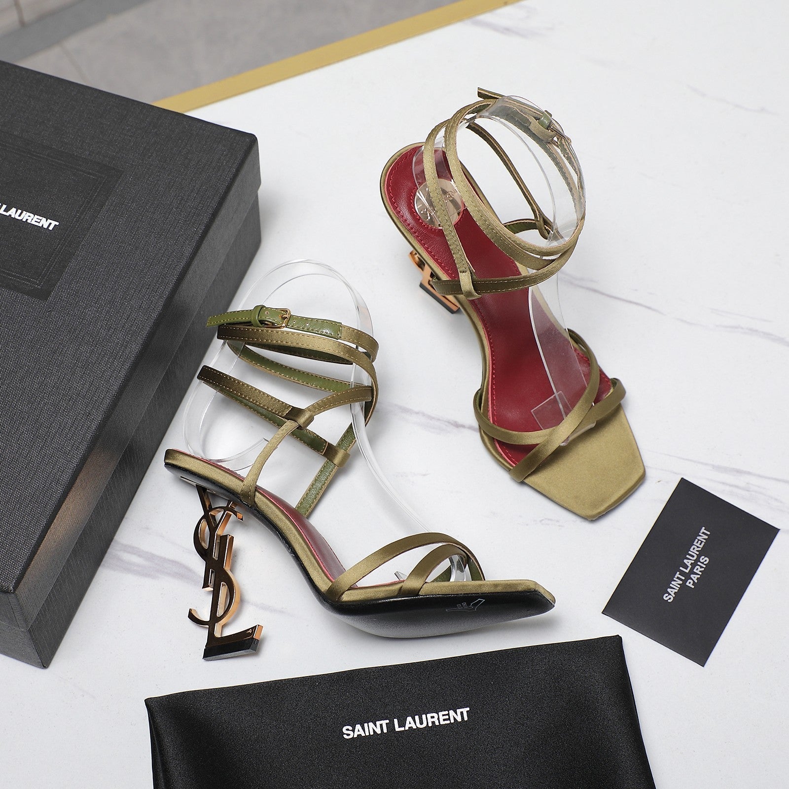 OPYUM SANDALS IN CUBA GOLD SATIN CREPE