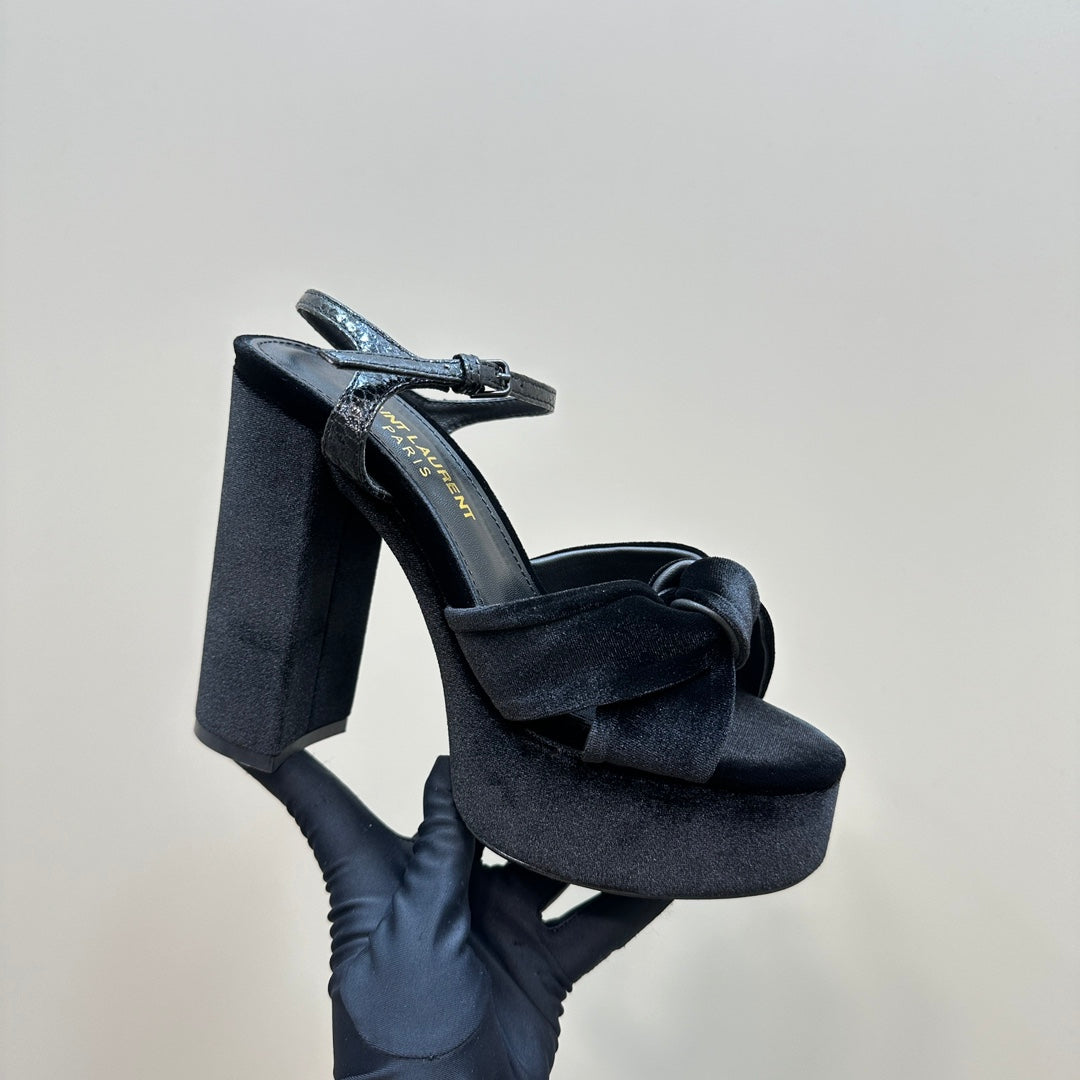 BIANCA PLATFORM SANDALS IN BLACK VELVET