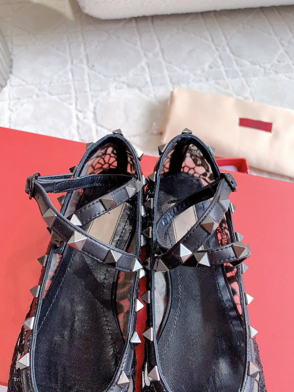 Rockstud Mesh Ballerina Black